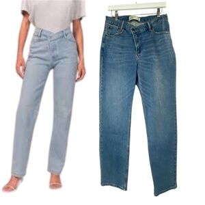 ABERCROMBIE & FITCH The Dad High Rise Crossover Asymmetric Jeans in 28/6R